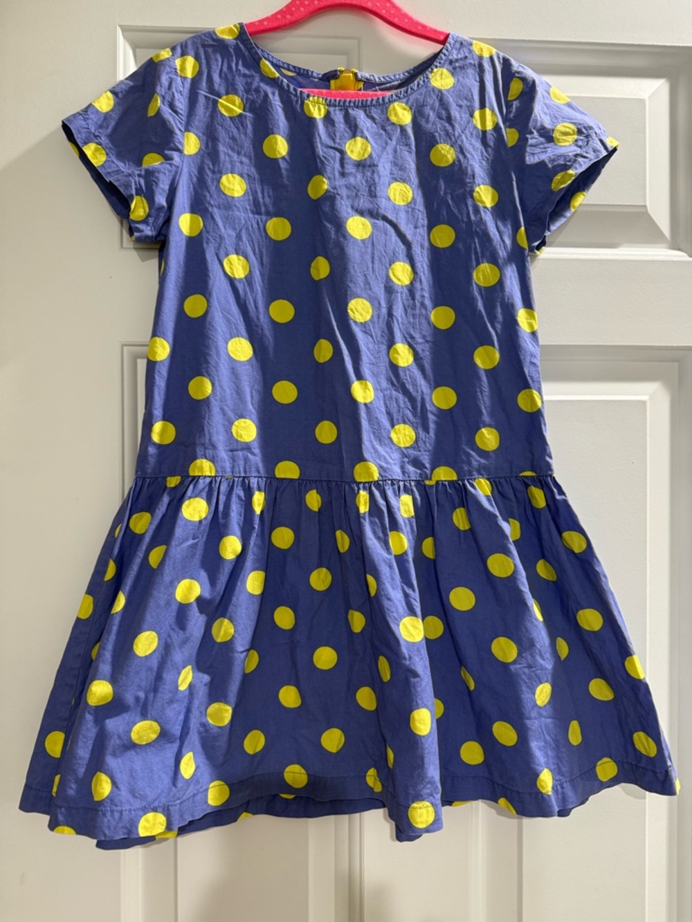 Mini Boden Blue Dress with Yellow Polka Dots